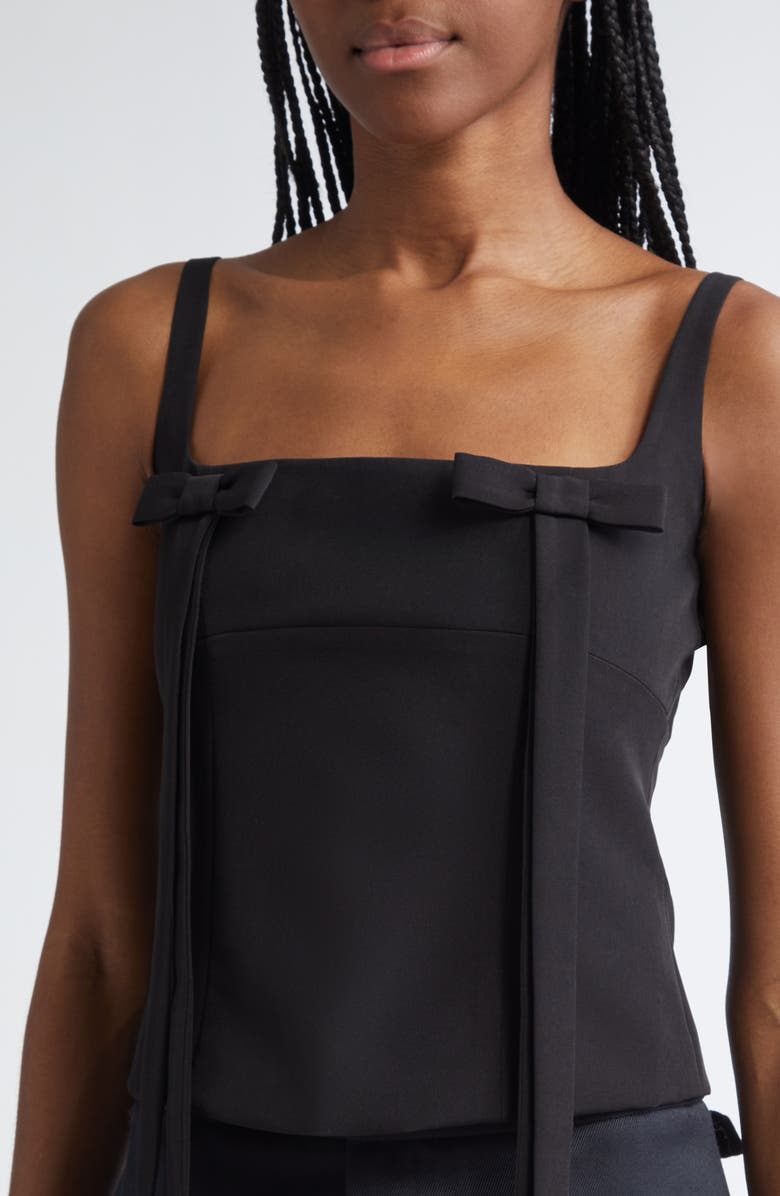 Sandy Liang Teacup Bow Tank, Alternate, color, Black