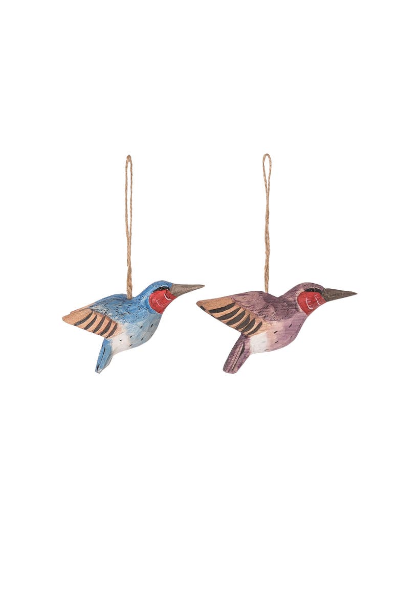 Hummingbird Ornaments, Set of 3, Alternate, color, Green