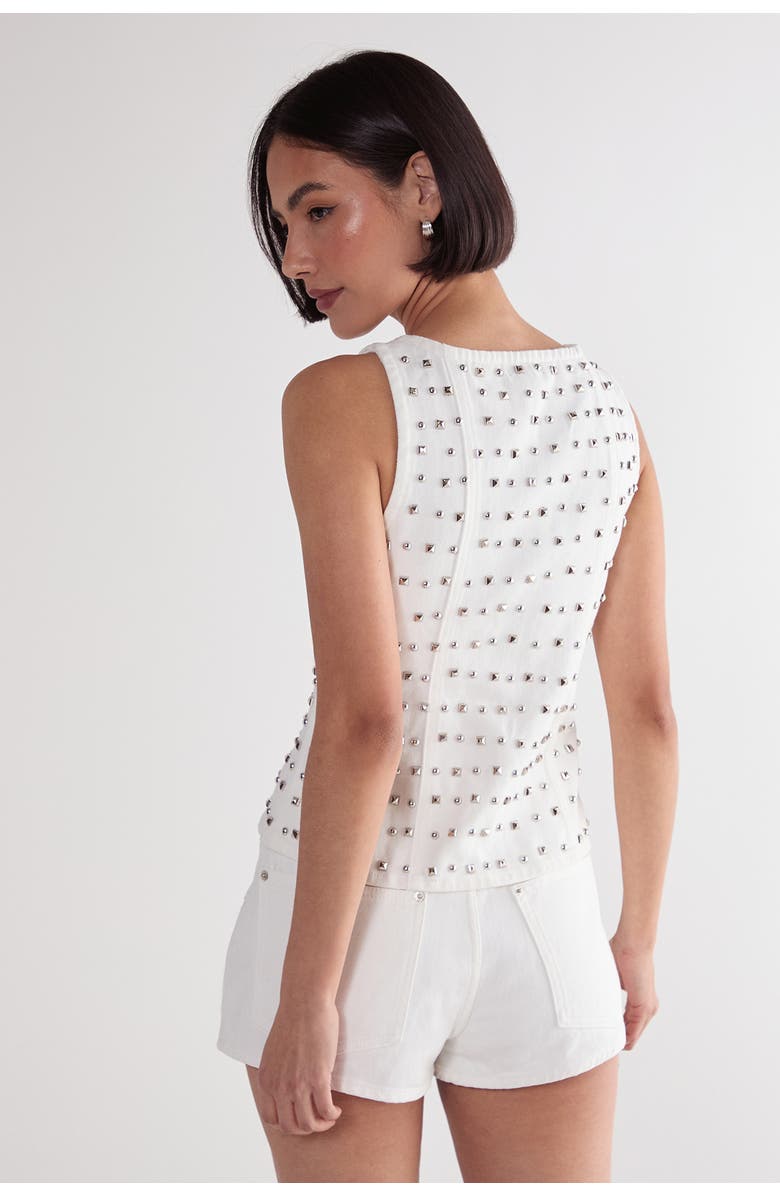 NASTY GAL Studded Denim Shorts, Alternate, color, White