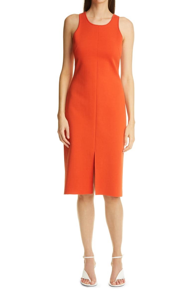 Front Slit Milano Knit dress, Main, color, BURNT ORANGE BURO