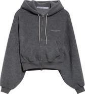 Alexander Wang Shrunken Zip Fleece Hoodie