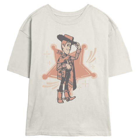 Junior's I Am Woody Badge Short Sleeve Skimmer T-shirt