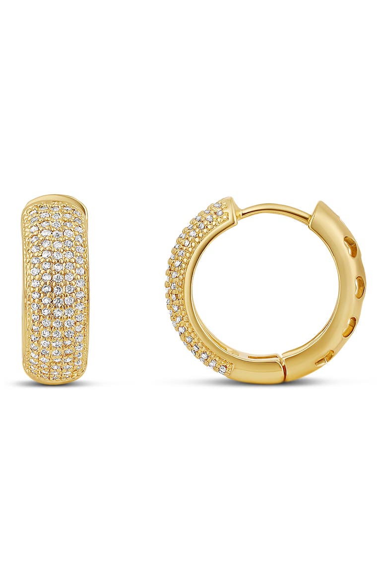 Thick Dome Pavé Hoop Earrings, Main, color, GOLD