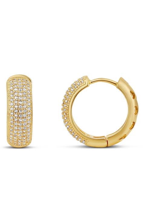 Thick Dome Pavé Hoop Earrings