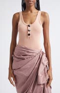 Chloé Cutout Flatlock Rib Cotton Jersey Henley Tank