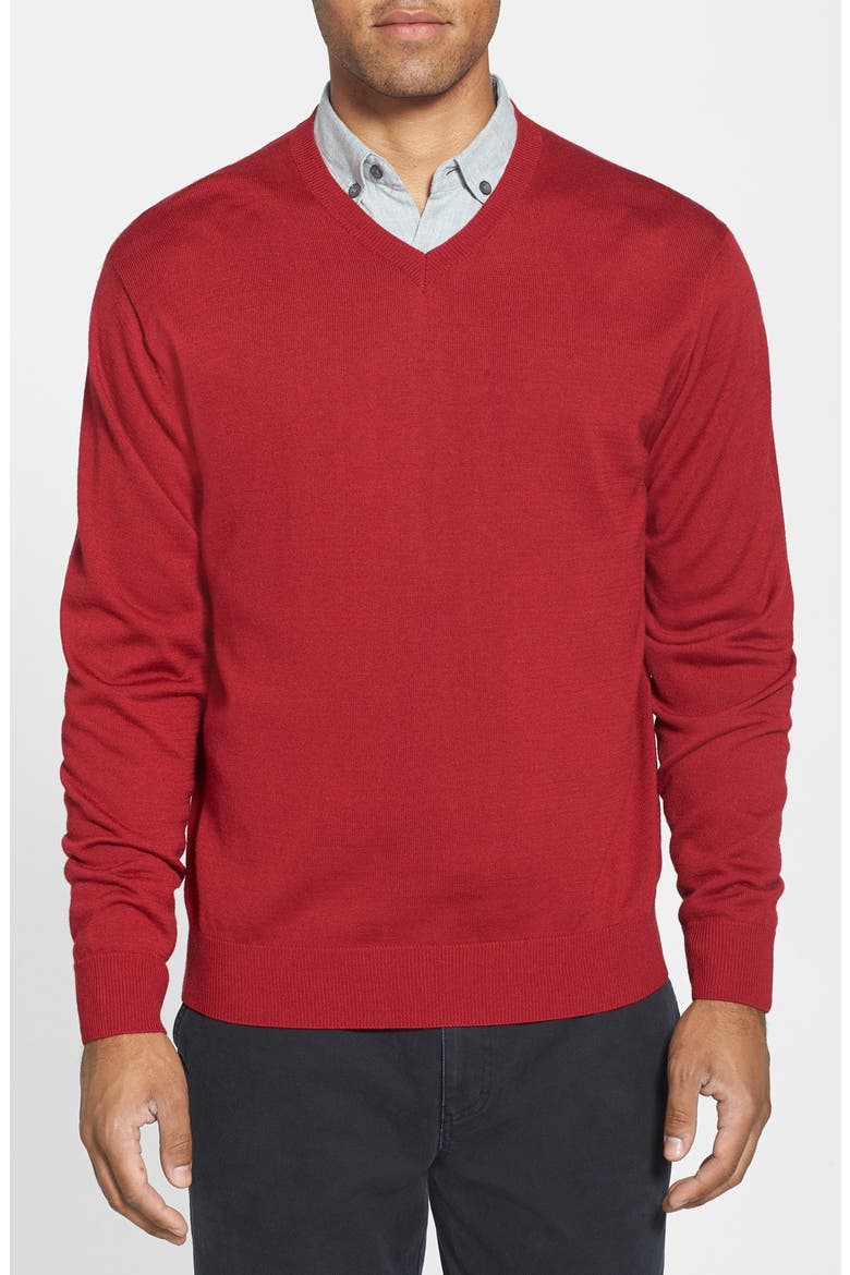 Douglas V-Neck Sweater, Main, color, STEWART RED