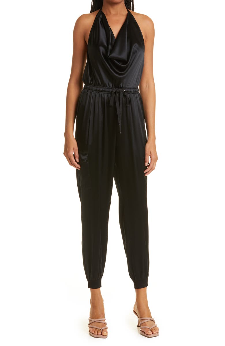 CAMI NYC Jackie Halter Neck Stretch Silk Jumpsuit, Main, color, 
