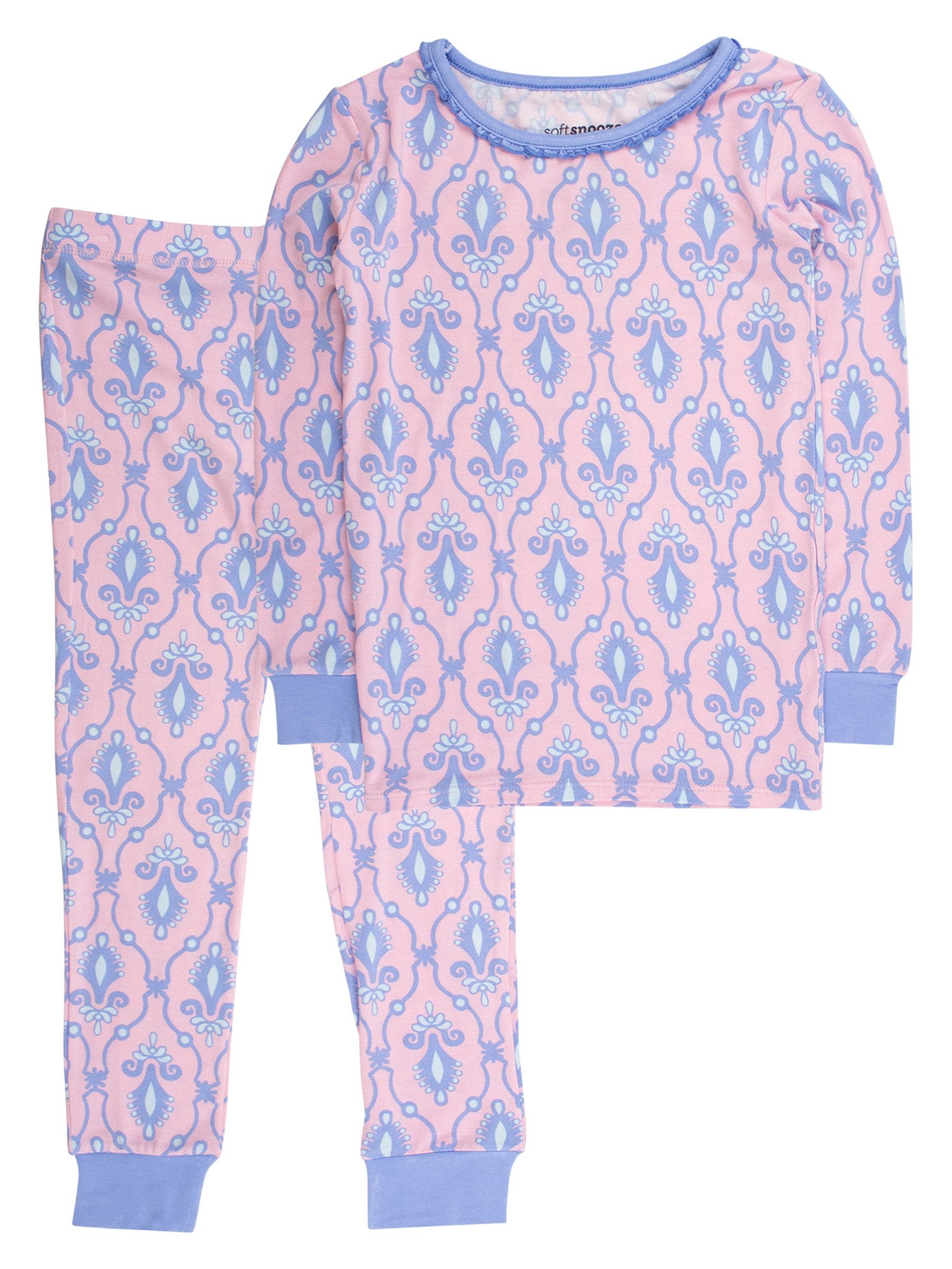 Rufflebutts Kids'  Girls Softsnooze Ruffle Long Sleeve Pajama Set In Multi