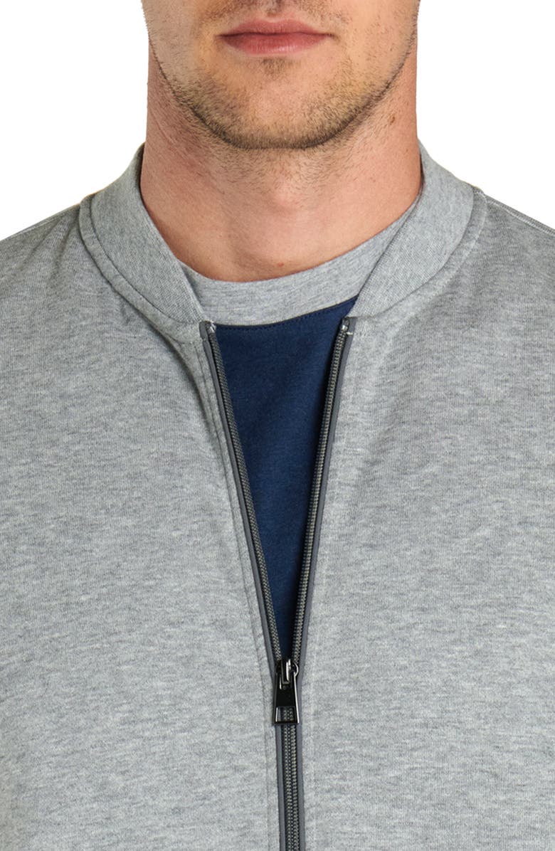 Bugatchi Comfort Zip Crewneck Sweatshirt, Alternate, color, Platinum