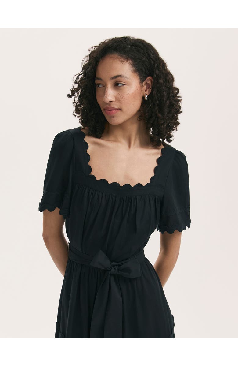 Finery London Corina Cotton Midi Tiered Dress, Alternate, color, Black