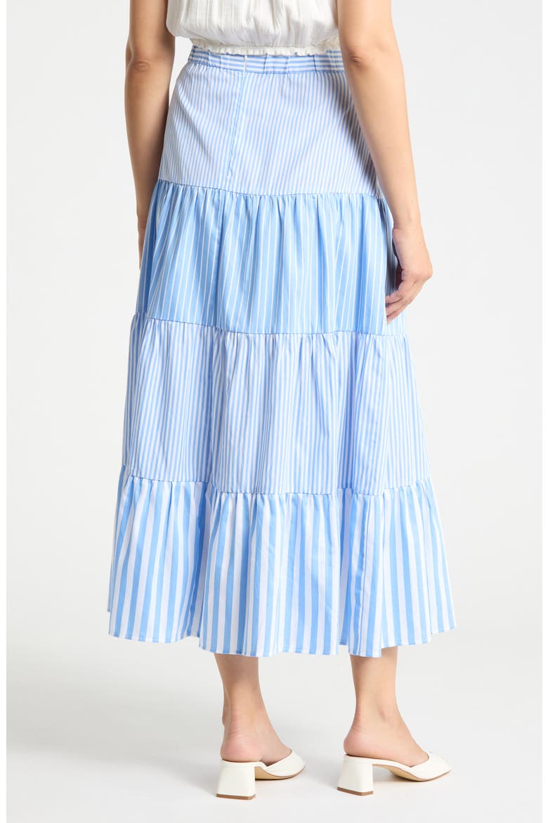 Shelly Tiered Midi Skirt, Alternate, color, SKY/ WHITE