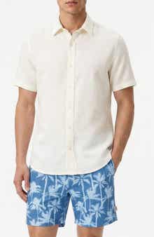 Onia Short Sleeve Stretch Linen Blend Button-Up Shirt