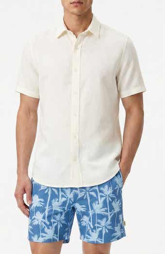 Onia Short Sleeve Stretch Linen Blend Button-Up Shirt