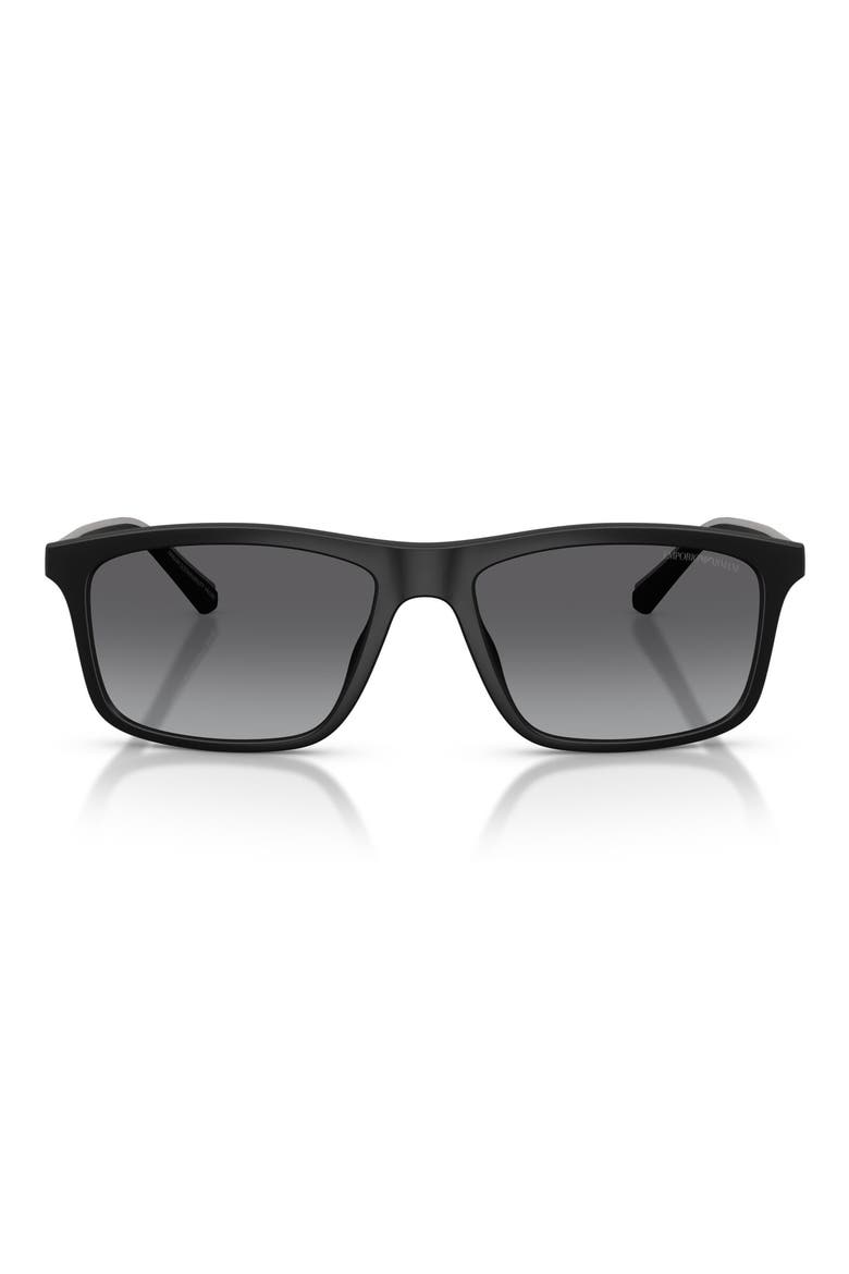 57mm Polarized Gradient Pillow Sunglasses, Main, color, MATTE BLACK / GREY POLAR
