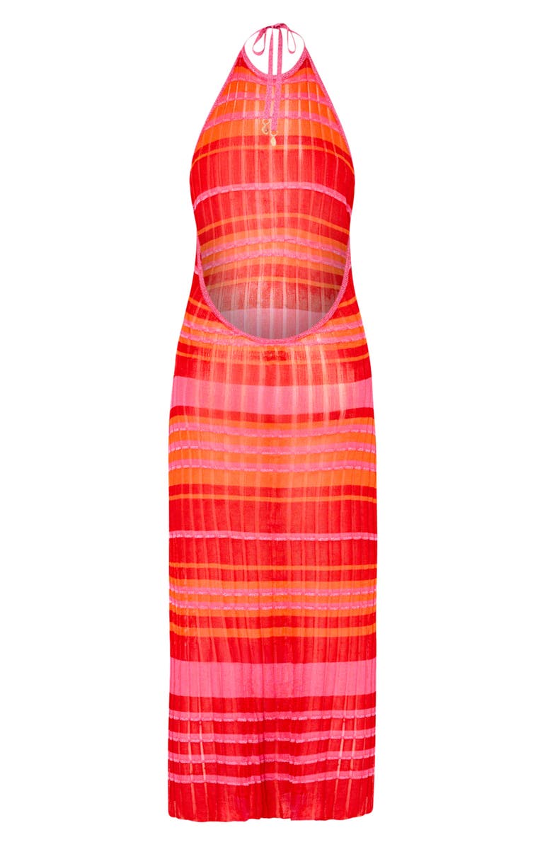 Milly Variegated Stripe Cover-Up Dress, Alternate, color, Pink Multi