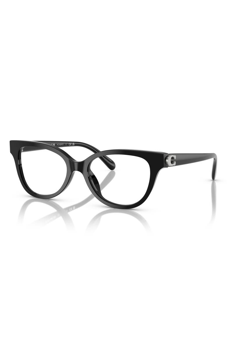 COACH 51mm Pillow Optical Glasses, Alternate, color, Black / Demo Lens