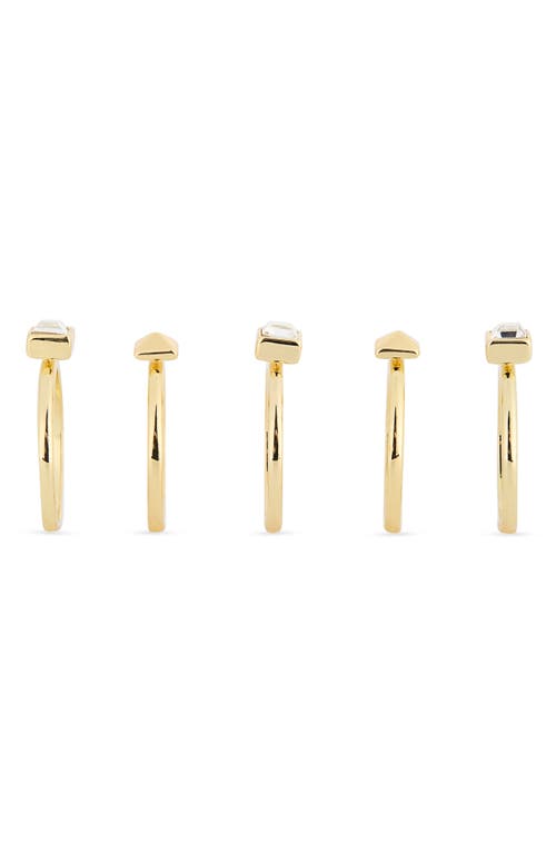 Covet Set Of 6 Stud & Cubic Zirconia Rings In Gold