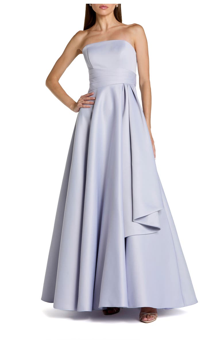 Mac Duggal Satin Strapless A Line Ballgown, Main, color, Periwinkle