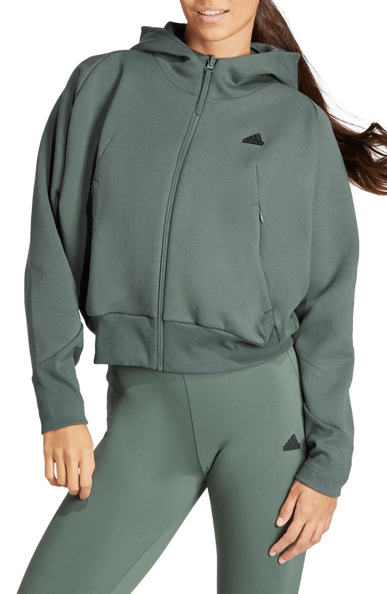 adidas Z.N.E. Loose Fit Performance Zip Hoodie, Main, color,