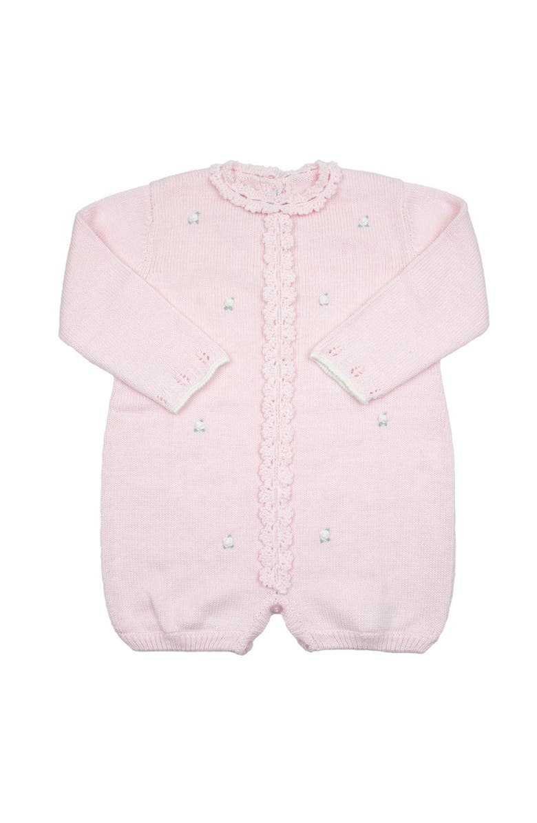 Cuclie Rosette Knit Bubble Romper, Main, color, Pink