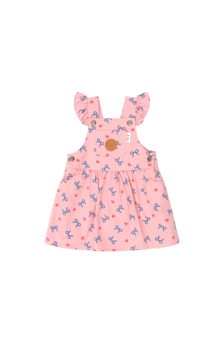 Huxbaby Hearts And Bows Pinafore, Main, color, Dusty Pink