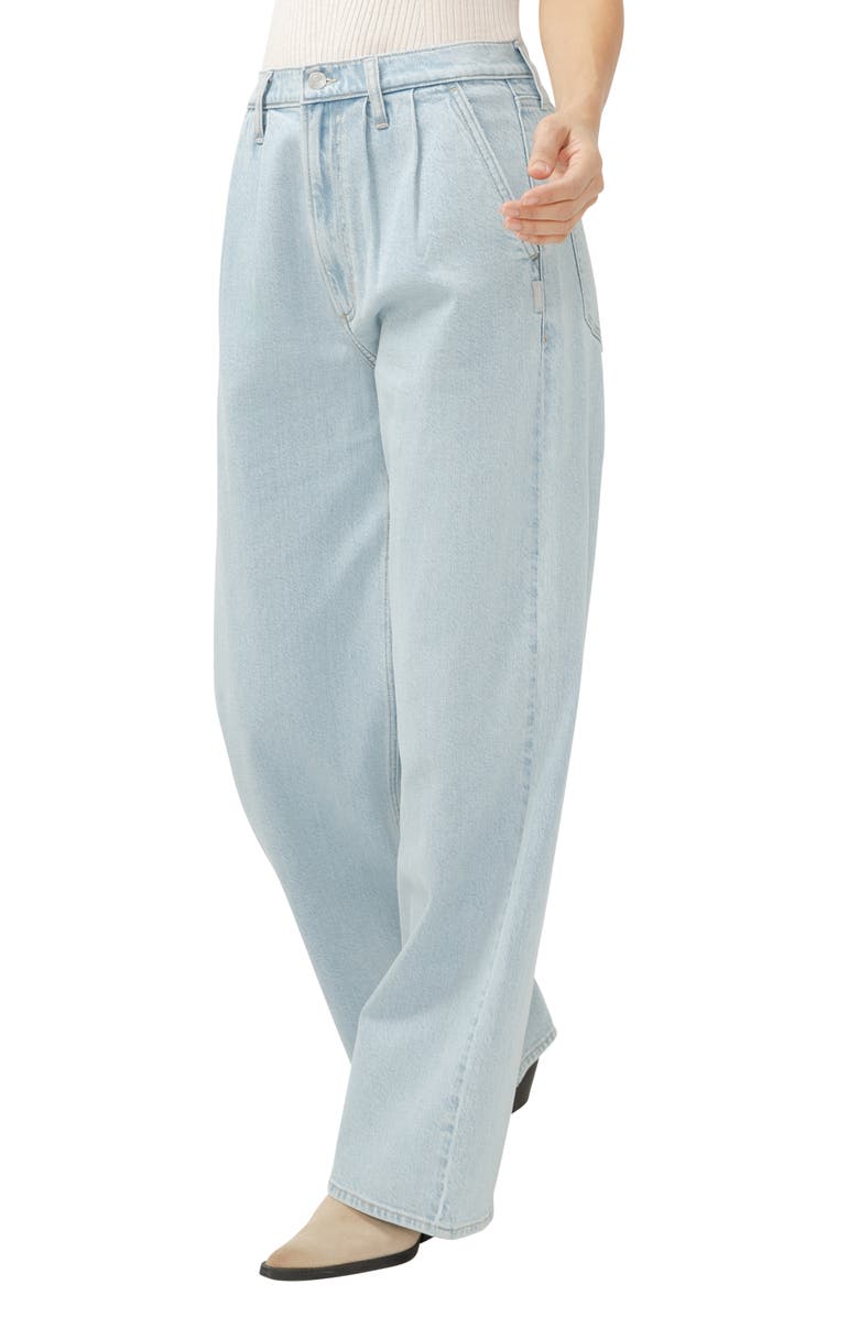 Silver Jeans Co. Pleated High Waist Wide Leg Trouser Jeans, Alternate, color, Del Mar Wash