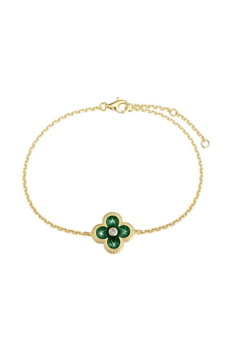 Donatello Gian Green Clover Bracelet, Main, color, Gold