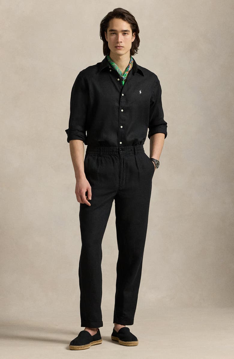 Polo Ralph Lauren Solid White Linen Button-Down Shirt, Alternate, color, Polo Black