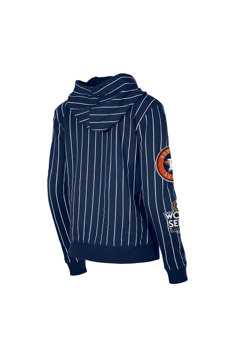 Women's New Era Navy Houston Astros Pinstripe Tri-Blend Full-Zip Hoodie Jacket, Alternate, color, Navy