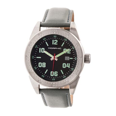 M63 Series Leather-Band Watch w/Date