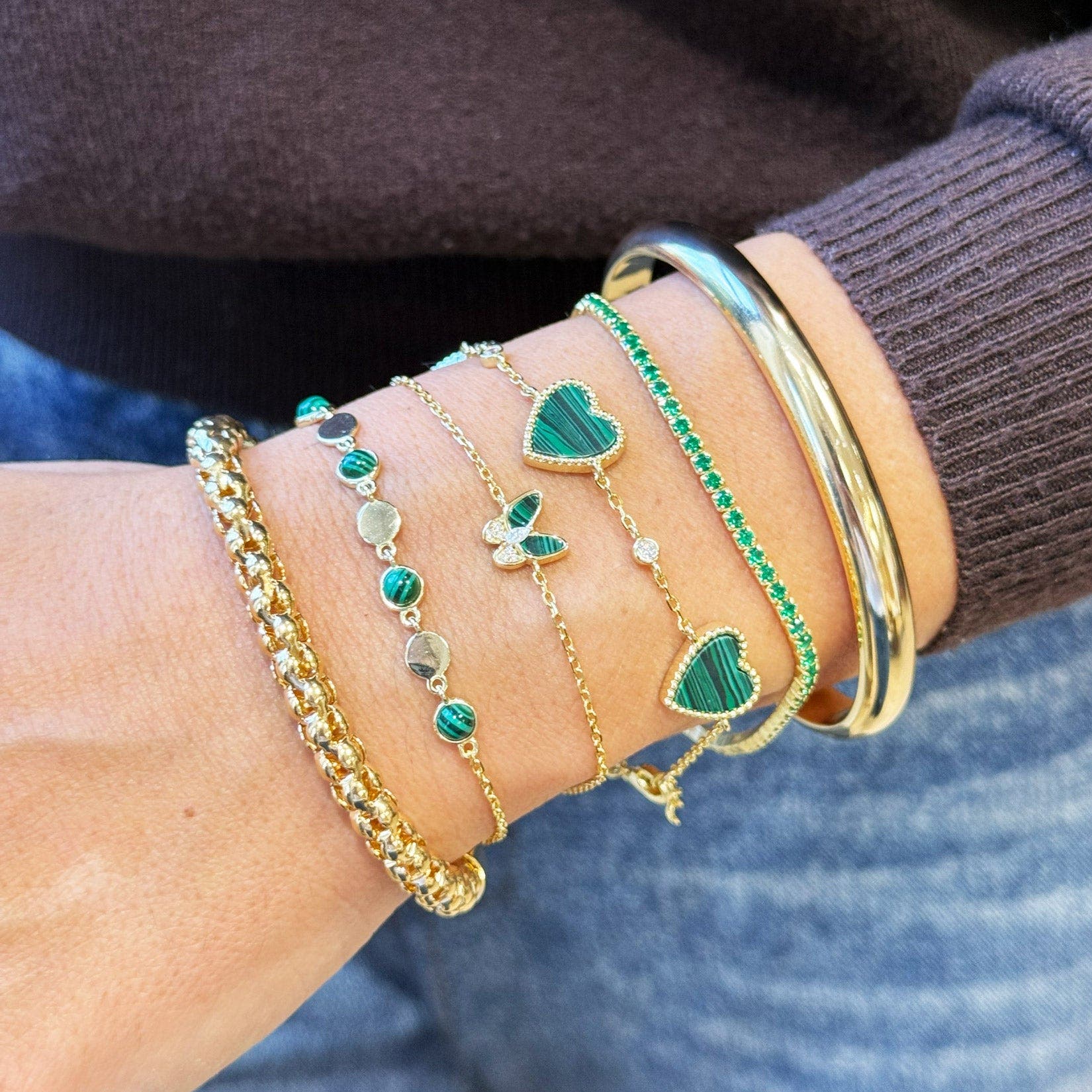 The Lovery Fine Jewelry Malachite Alternating Bubble Disc Bracelet ...
