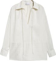 Max Mara Saletta Pinstripe Oversize Cotton & Silk Top