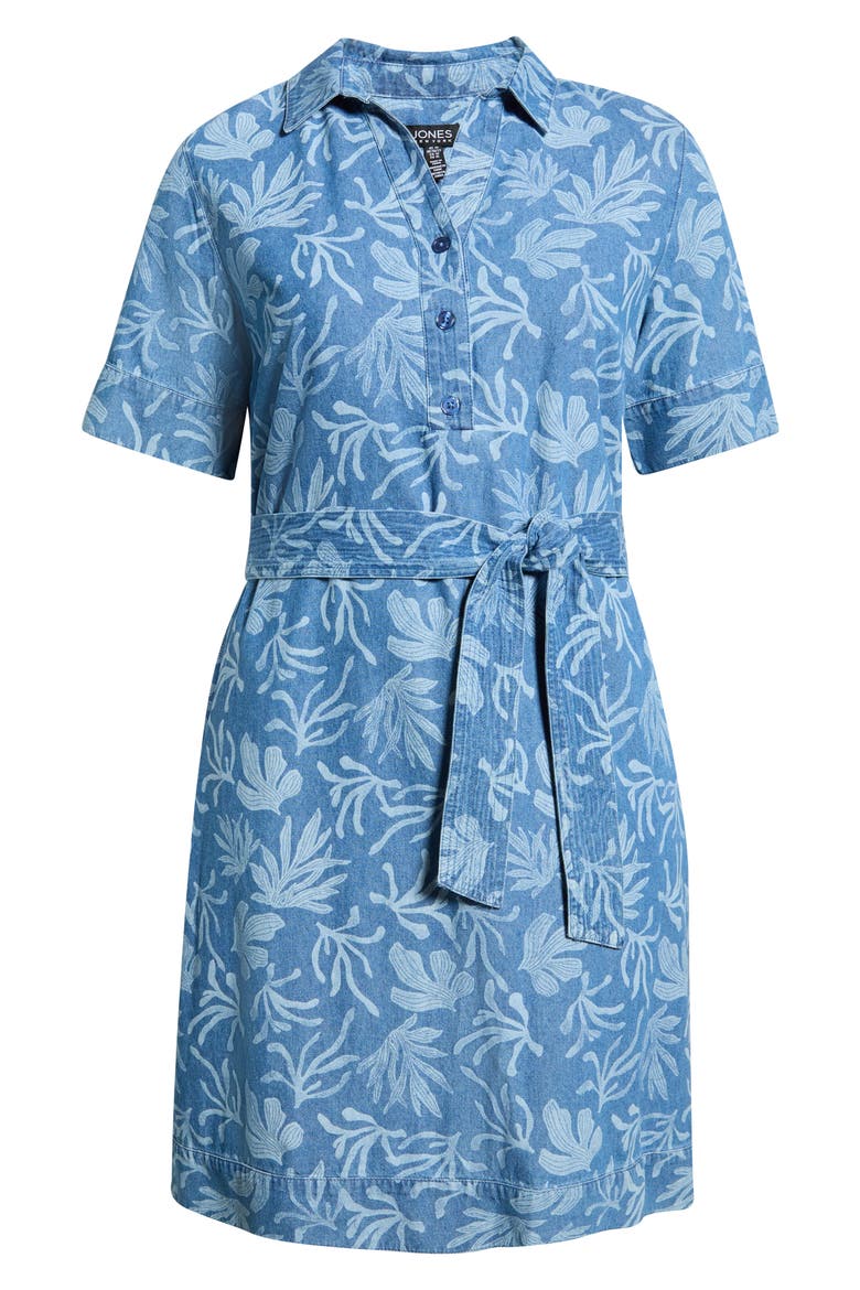 Floral Print Tie Waist Shirtdress, Alternate, color, LIBRA WASH