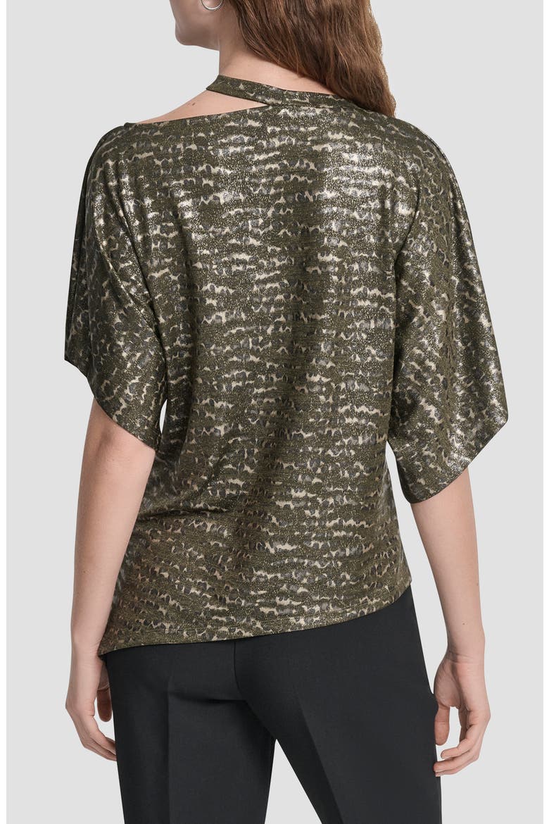 Foil Print Cutout Top, Alternate, color, OLIVE CHEETAH