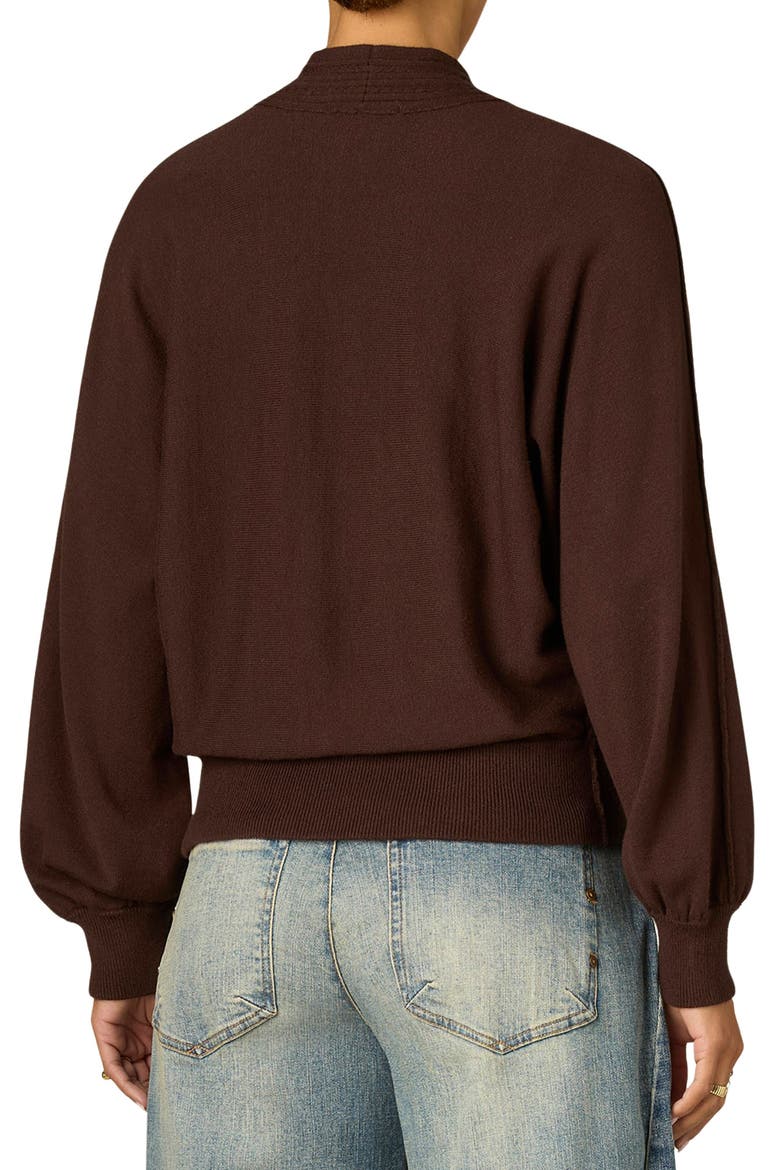 Dolman Sleeve Zip Cardigan, Alternate, color, BROWN
