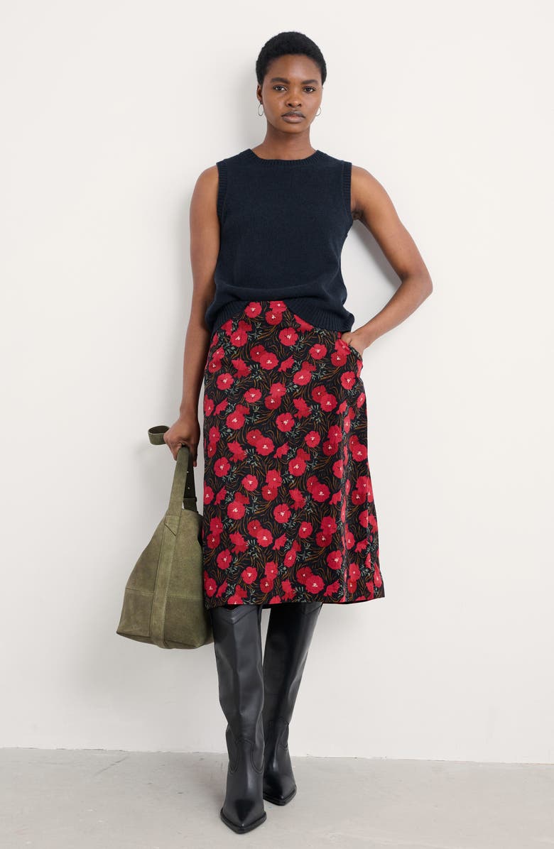 Seasalt Cornwall Forest View Organic Cotton Corduroy A-Line Skirt, Alternate, color, Grass Meadow Maritime