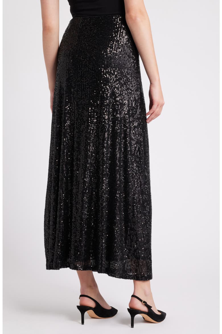 Sequin Maxi Skirt, Alternate, color, ANNE BLACK