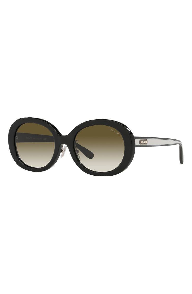 COACH 55mm Oval Sunglasses, Alternate, color, Black / Olive Gradient