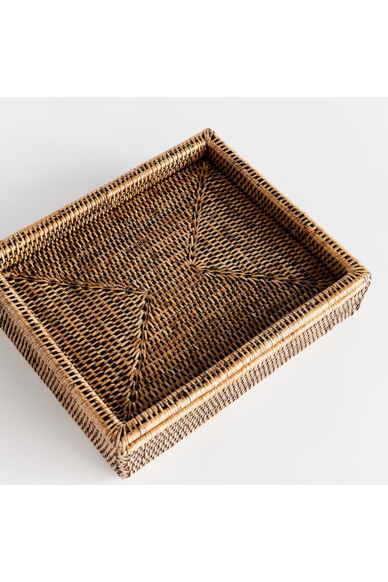 Burma Rattan Lidded Letter Storage Decorative Tray, Alternate, color, Brown