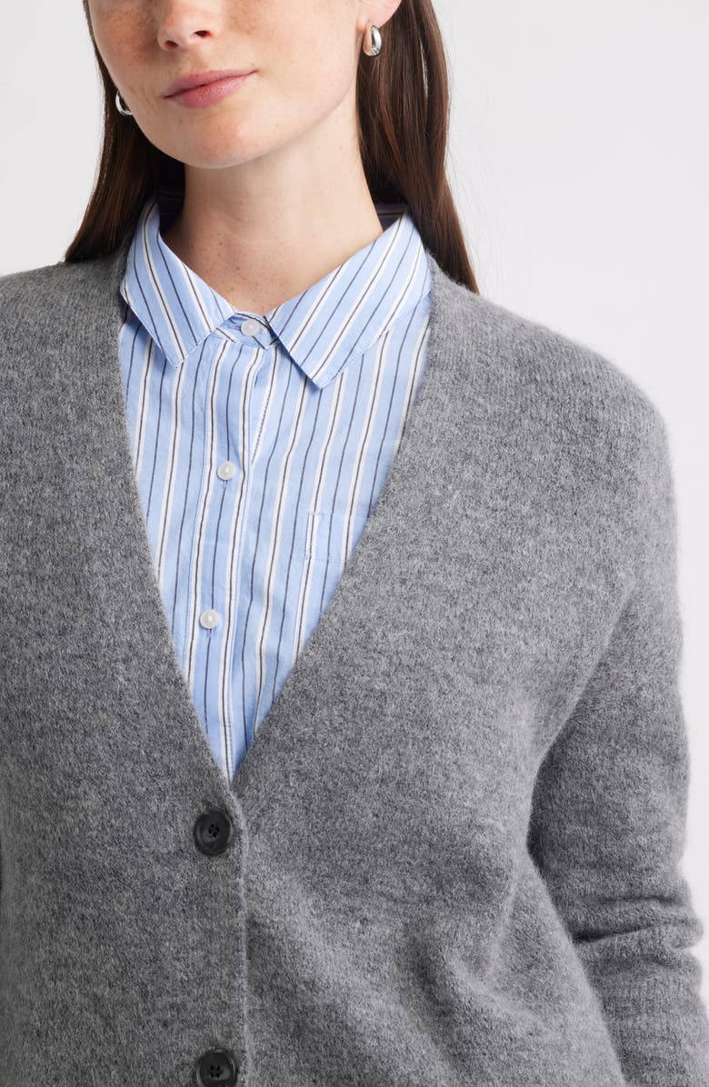 Caslon<sup>®</sup> Alpaca Blend Cardigan, Alternate, color, Grey Dark Heather