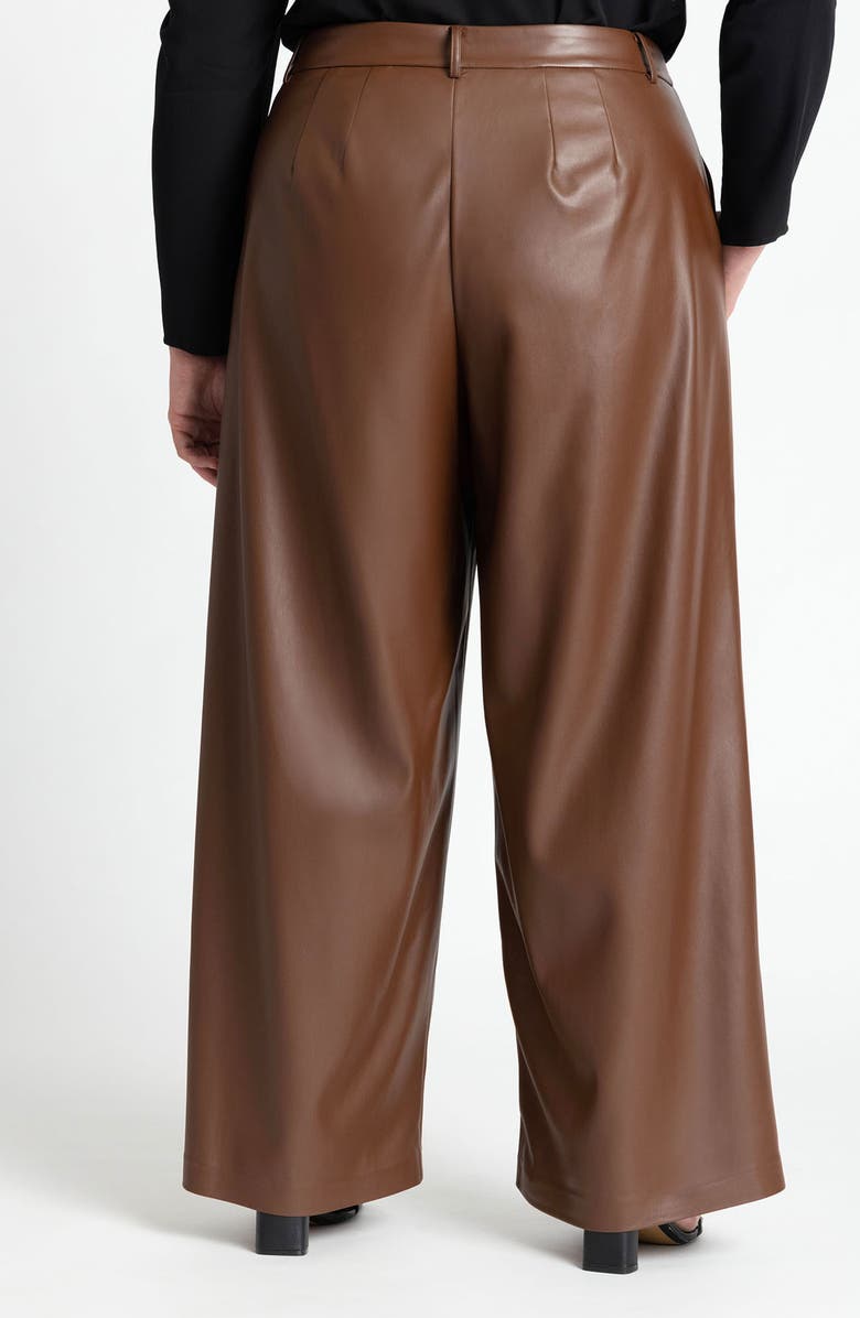 ELOQUII Wide Leg Faux Leather Pants, Alternate, color, 