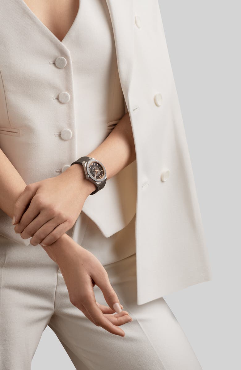 Baume & Mercier Riviera 10720 Skeleton Rubber Strap Automatic Watch, 39mm, Alternate, color, Smoked Gray