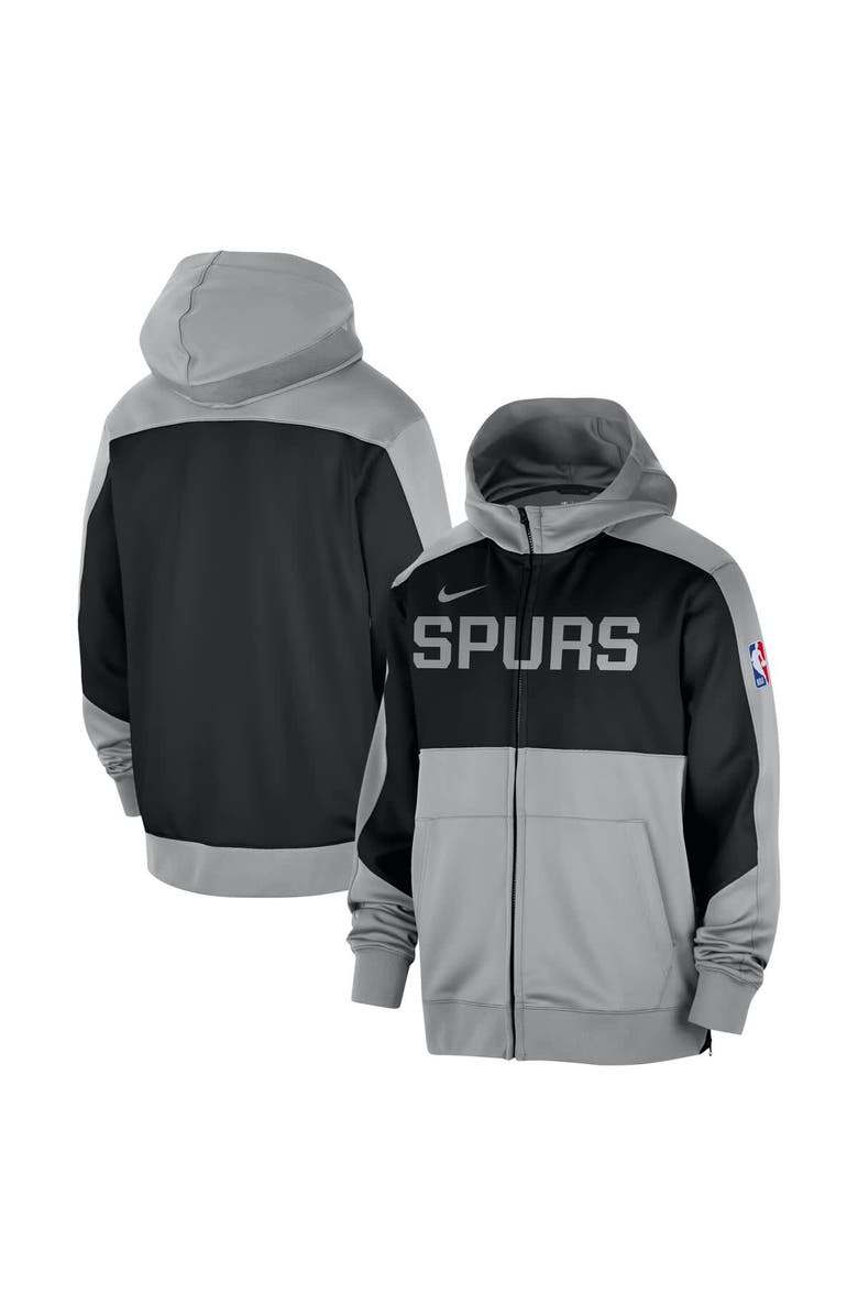 Nike Men's Nike Silver San Antonio Spurs Authentic On-Court Showtime Performance Full-Zip Hoodie, Main, color, 