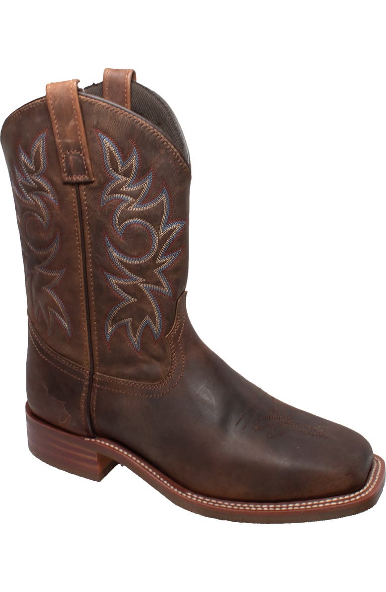 AdTec 11" Western Square Toe Boots, Main, color, Dark Brown