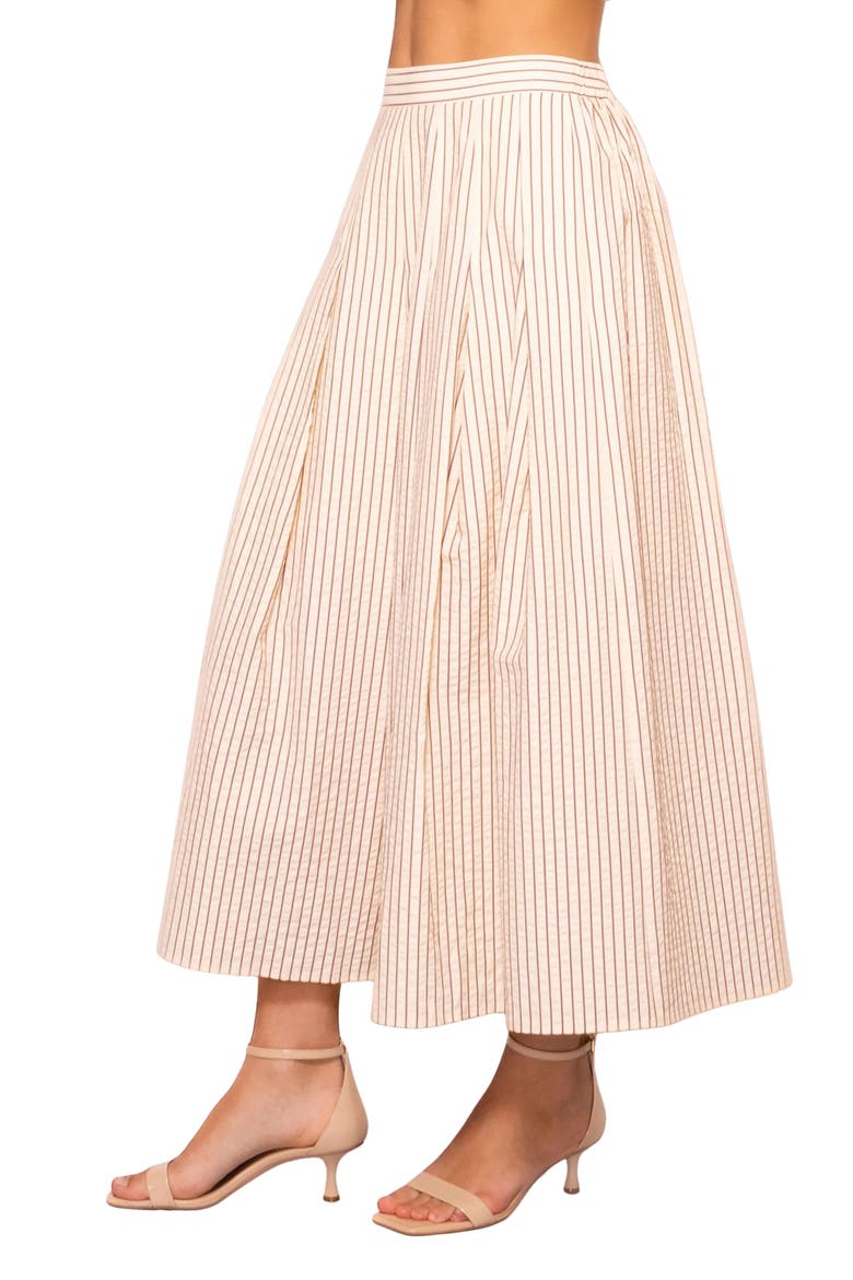 Stripe Pleated Seersucker Skirt, Alternate, color, CREAM STRIPE