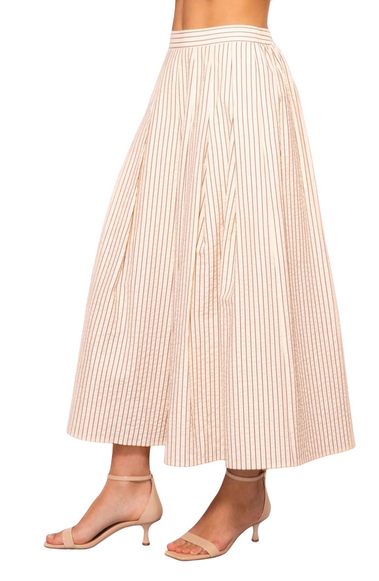 MELLODAY Stripe Pleated Seersucker Skirt, Alternate, color, Cream Stripe