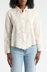 Forgotten Grace Textured Cotton Button-Up Shirt