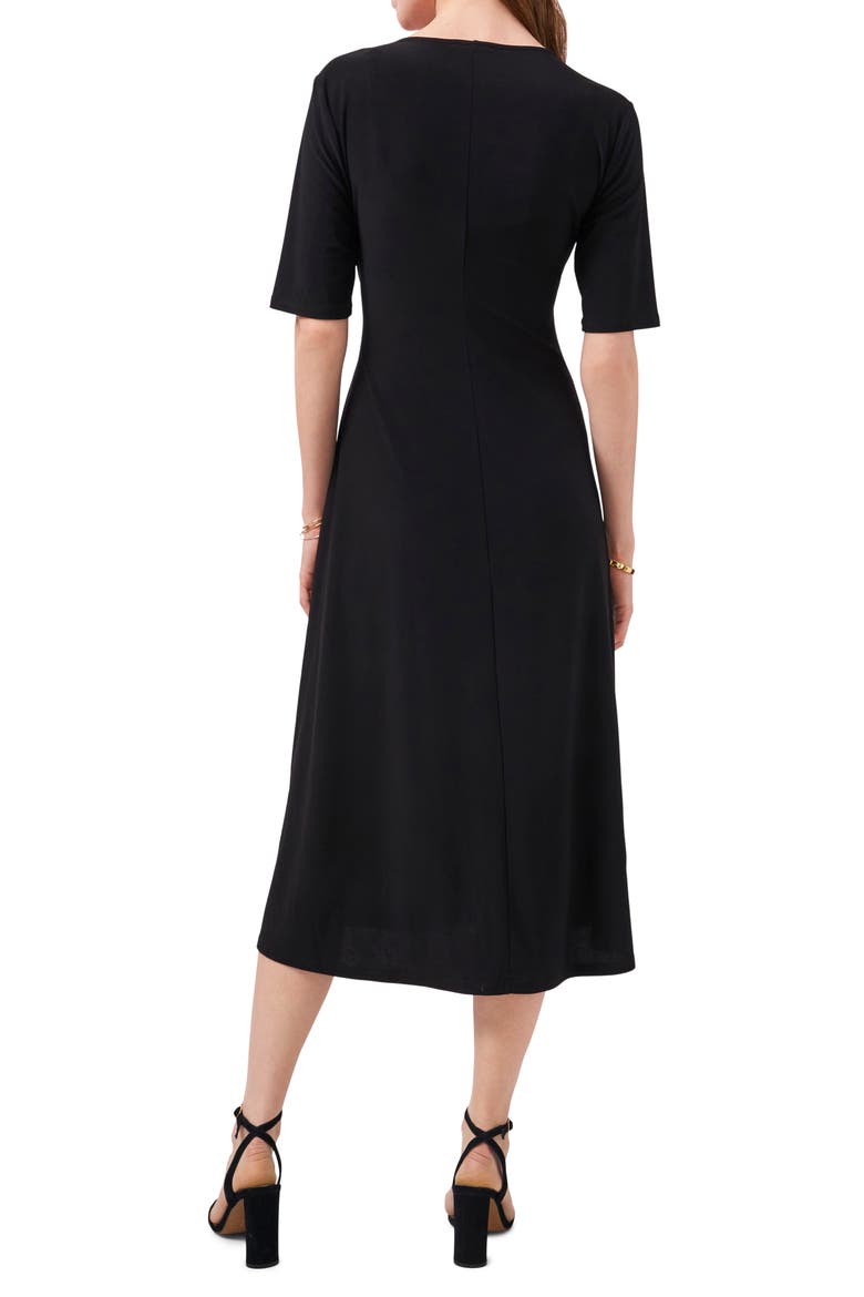 Laura Faux Wrap Midi Dress, Alternate, color, BLACK