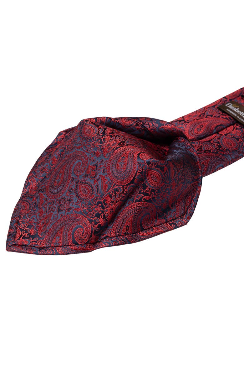 Donatello - Silk Jacquard Tie for Men, Alternate, color, Ruby Red and Navy
