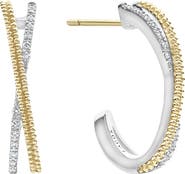 LAGOS Caviar Lux Diamond Crossover Hoop Earrings